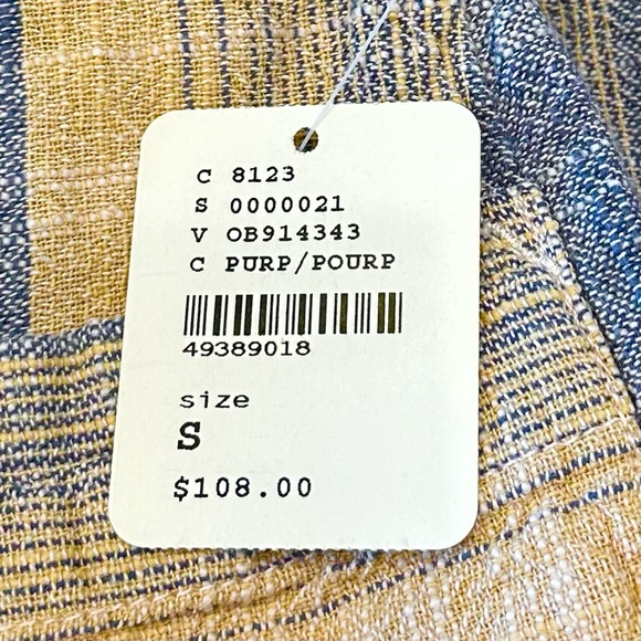 *NWT* FREE PEOPLE Moonlight Linen Blend Pull-On Wide-Leg Pant Beige/Prp/Pink — S - Picture 2 of 8